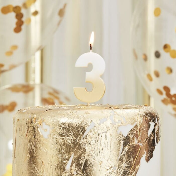 GOLD OMBRE 3 NUMBER BIRTHDAY CANDLE