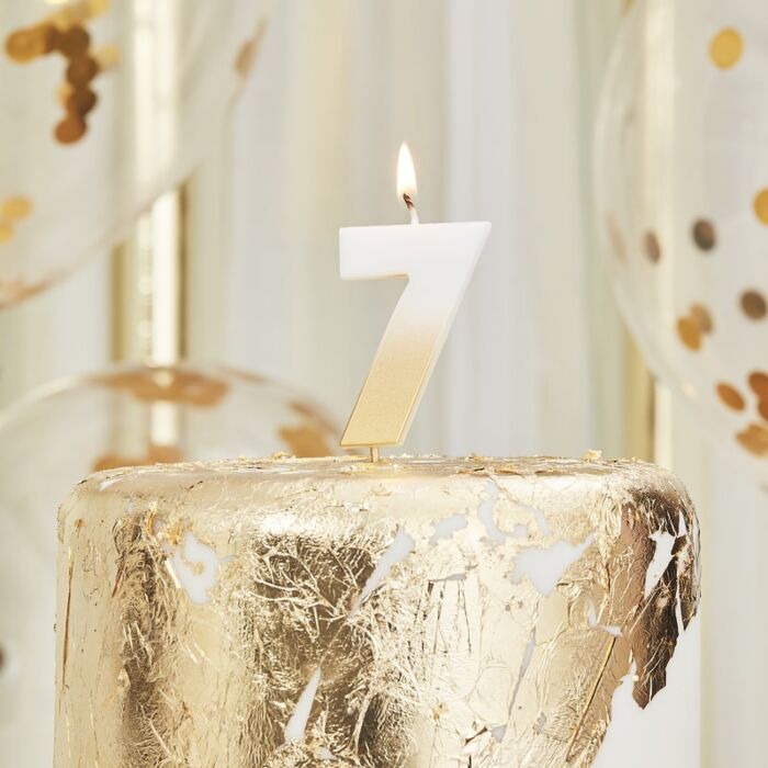 GOLD OMBRE 7 NUMBER BIRTHDAY CANDLE