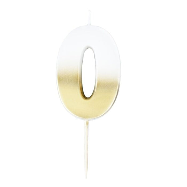 GOLD OMBRE 0 NUMBER BIRTHDAY CANDLE