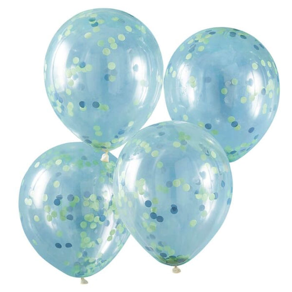 BLUE AND GREEN CONFETTI BALLOONS